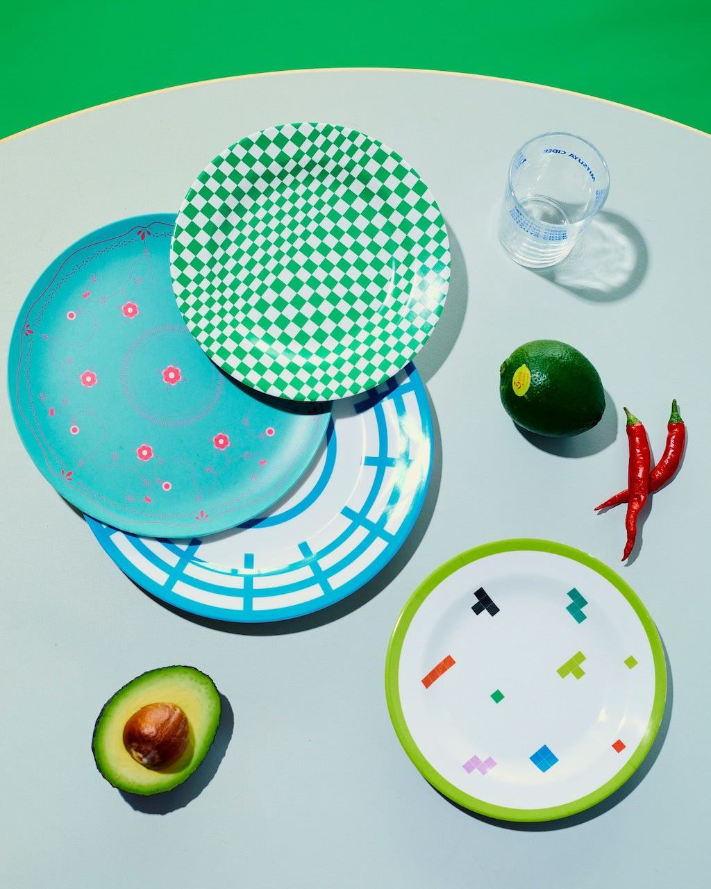 MARINA & MITSUKO プレート（Green Check /17.4cm）