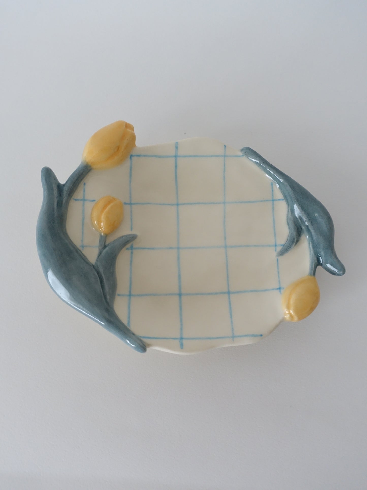 オオヤサイリ チューリップ小皿（light blue×orange）