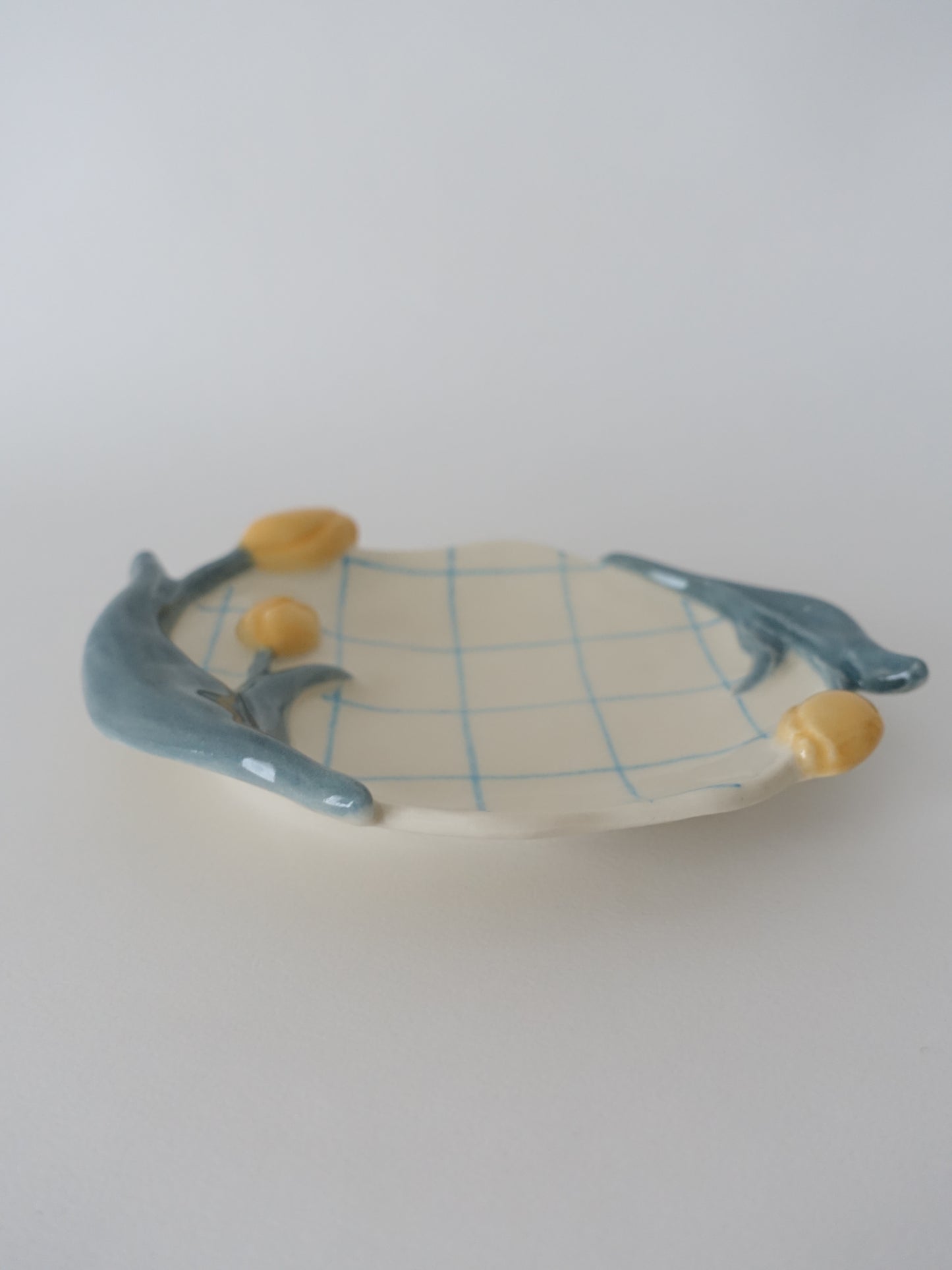 オオヤサイリ チューリップ小皿（light blue×orange）