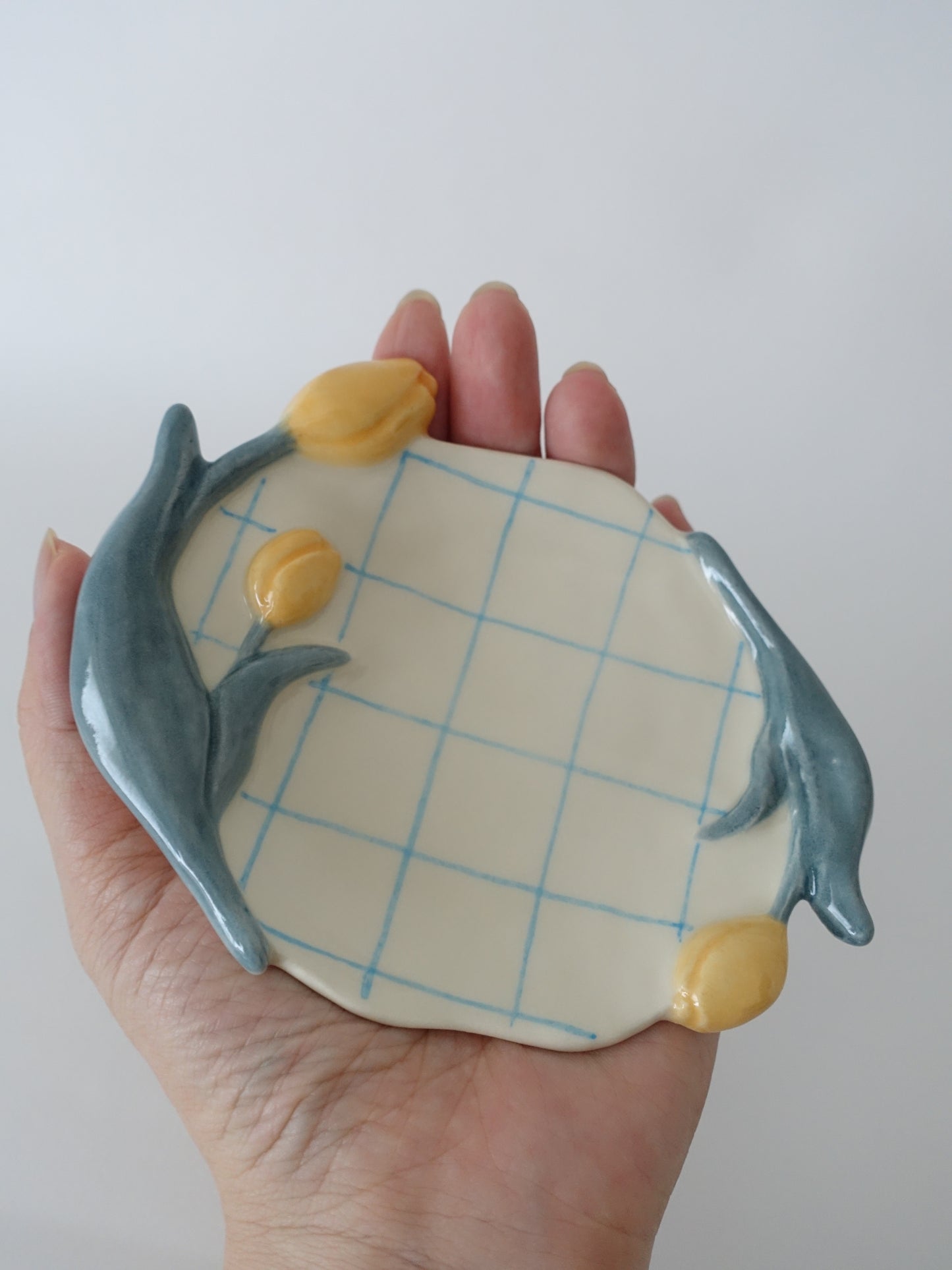 オオヤサイリ チューリップ小皿（light blue×orange）